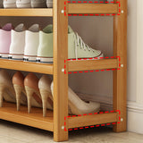 6 Layers Natural Wood Bamboo Shelf Entryway Storage Shoe Rack Home Furniture - Side View