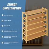 6 Layers Natural Wood Bamboo Shelf Entryway Storage Shoe Rack Home Furniture - Top-Down View