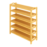 6 Layers Natural Wood Bamboo Shelf Entryway Storage Shoe Rack Home Furniture