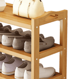6 Layers Natural Wood Bamboo Shelf Entryway Storage Shoe Rack Home Furniture