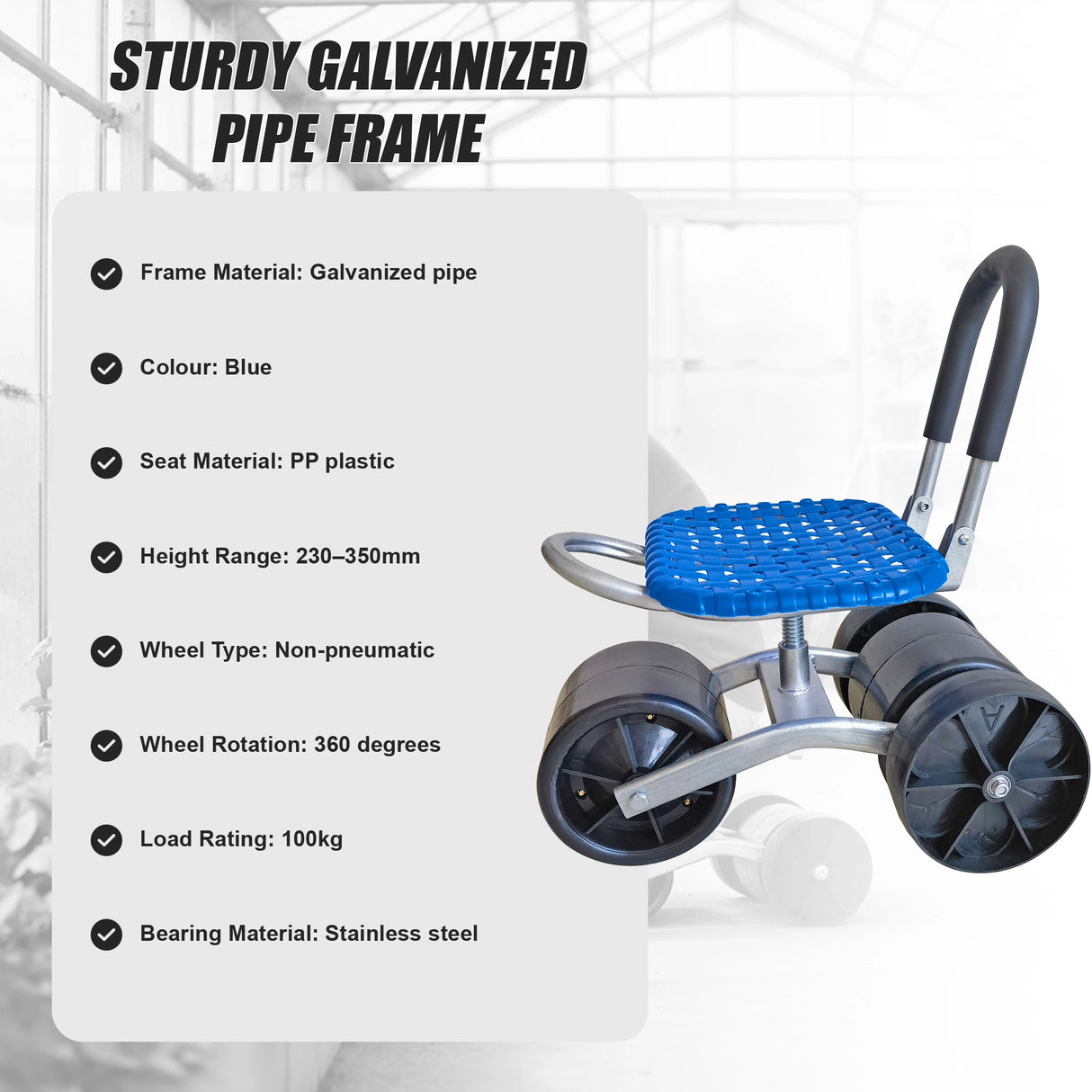 Gardening Seat Portable Height Adjustable Folding Stool Kneeling Pad