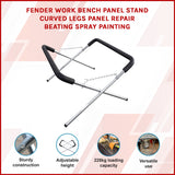 Fender Work Bench Panel Stand Curved Legs Panel Repair Beating Spray Painting - Close-Up Angle
