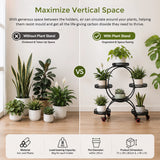 4 Layer 6 Pots Flower Holder Plant Stand Shelf 4-Wheel Free Moving Rack