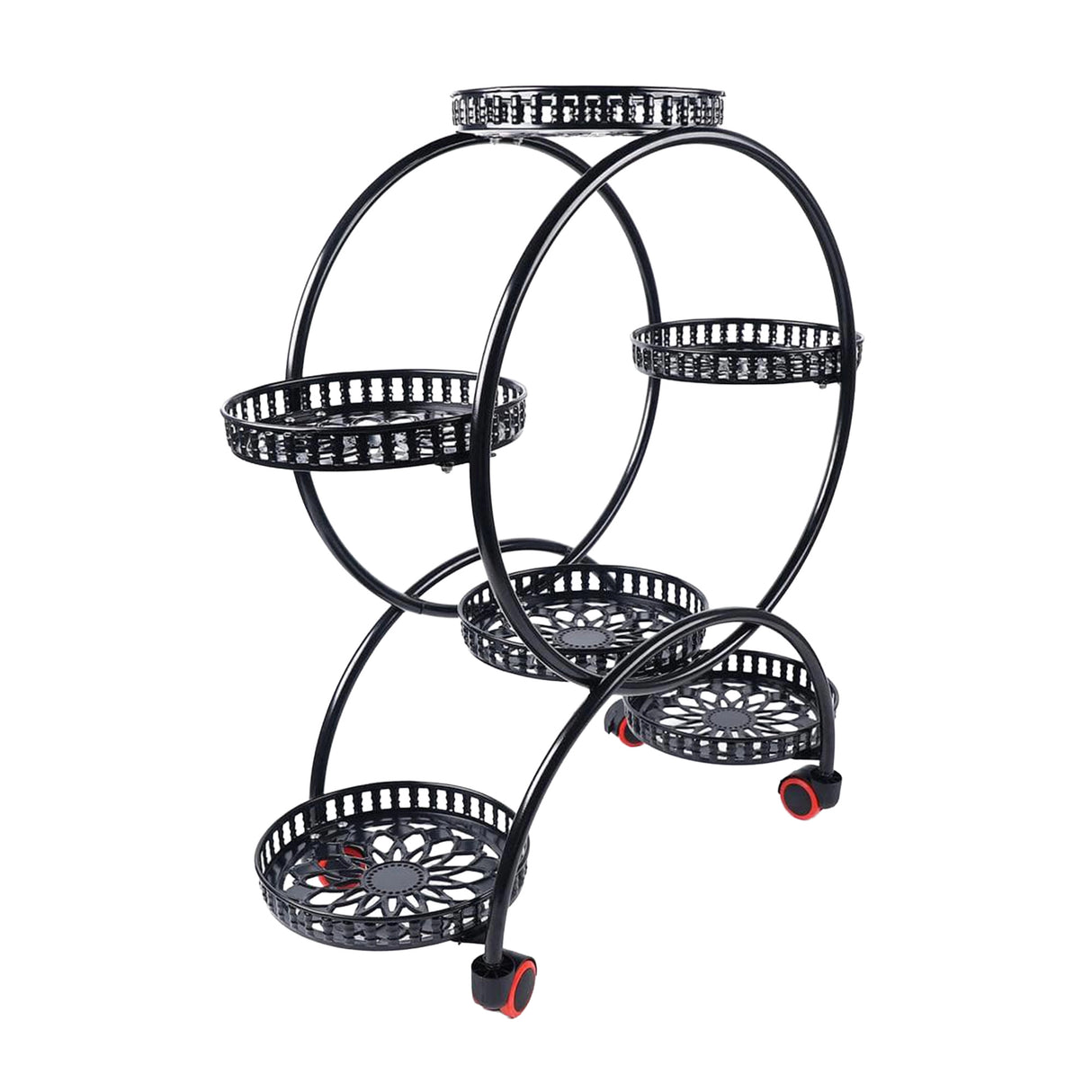 4 Layer 6 Pots Flower Holder Plant Stand Shelf 4-Wheel Free Moving Rack