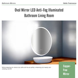Oval Mirror LED Anti-Fog Illuminated Bathroom Living Room - Low Angle
