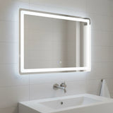 Rectangular Mirror LED Anti-Fog Illuminated Bathroom Living Room - 120x80cm