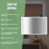 Rectangular Mirror LED Anti-Fog Illuminated Bathroom Living Room - 120x80cm