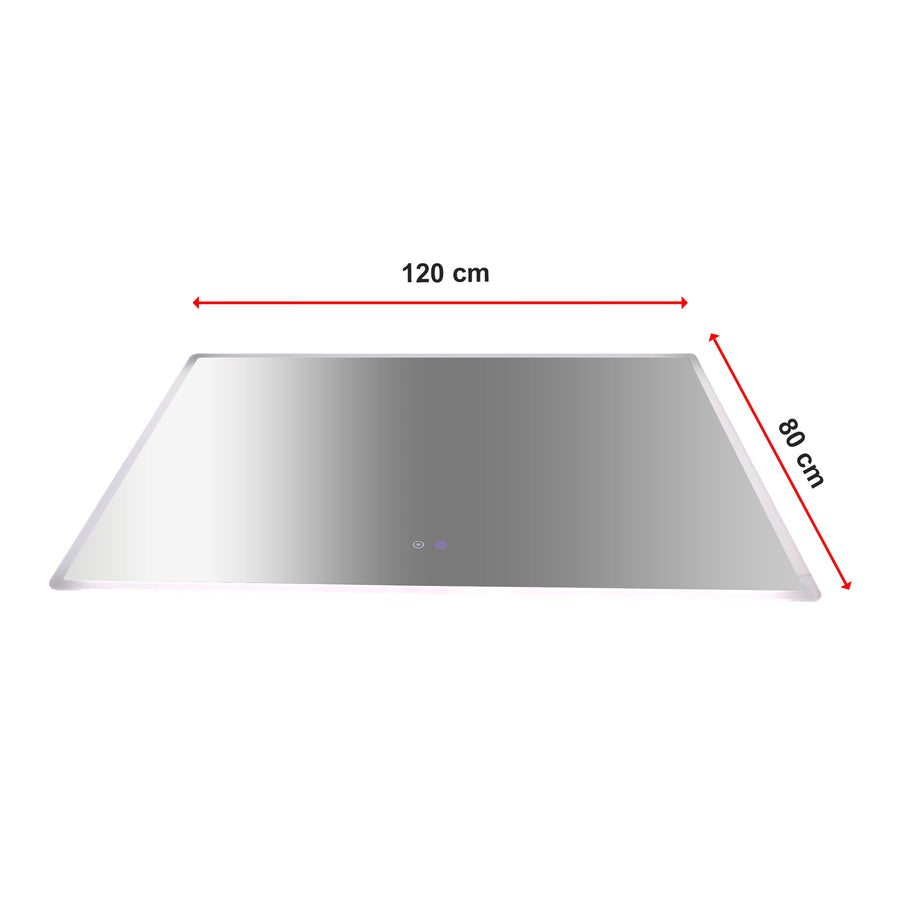 Rectangular Mirror LED Anti-Fog Illuminated Bathroom Living Room - 120x80cm