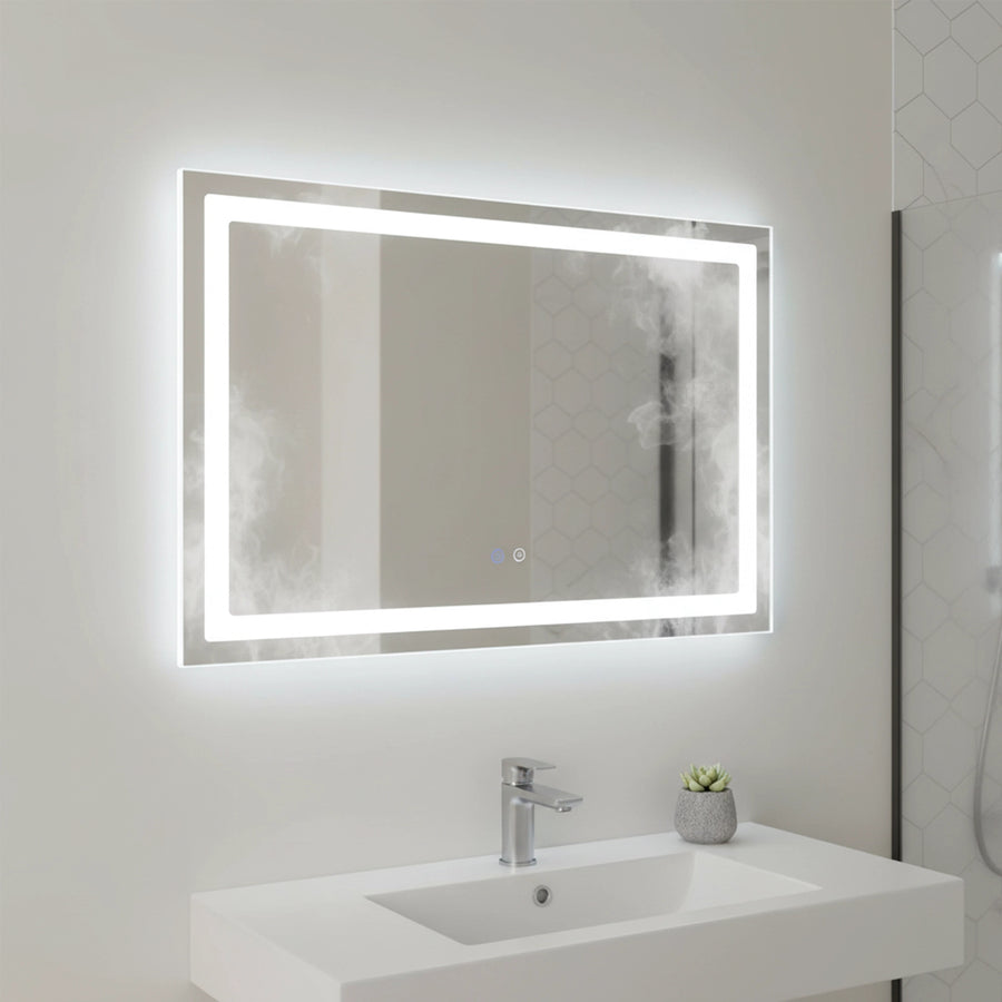 Rectangular Mirror LED Anti-Fog Illuminated Bathroom Living Room - 120x80cm