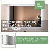 Rectangular Mirror LED Anti-Fog Illuminated Bathroom Living Room - 120x80cm - Extra Image