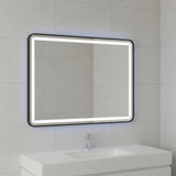 Rectangular Mirror LED Anti-Fog Illuminated Bathroom Living Room - 90x70cm