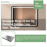 Rectangular Mirror LED Anti-Fog Illuminated Bathroom Living Room - 90x70cm - Extra Image