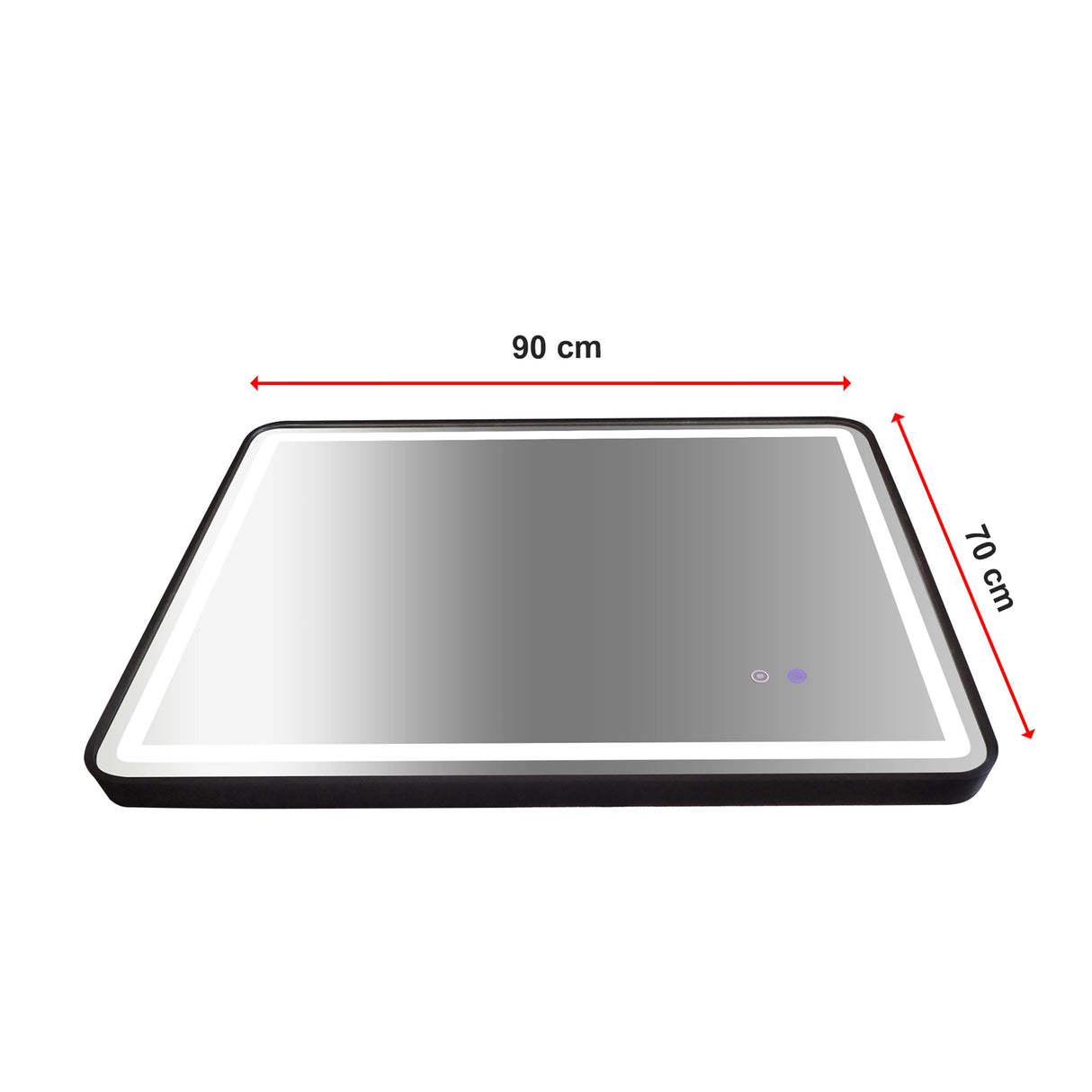 Rectangular Mirror LED Anti-Fog Illuminated Bathroom Living Room - 90x70cm