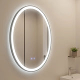 Oval Mirror LED Anti-Fog Illuminated Bathroom Living Room - Side View