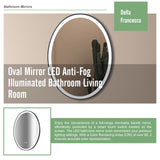 Oval Mirror LED Anti-Fog Illuminated Bathroom Living Room - Rear View