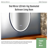 Oval Mirror LED Anti-Fog Illuminated Bathroom Living Room - Low Angle