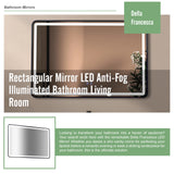 Rectangular Mirror LED Anti-Fog Illuminated Bathroom Living Room - 45-Degree Angle
