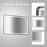 Rectangular Mirror LED Anti-Fog Illuminated Bathroom Living Room - Close-Up Angle