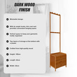 42x165cm Dark Wood Wooden Hall Stand Floor Coat Rack with Drawer Modern Minimalist - Top-Down View
