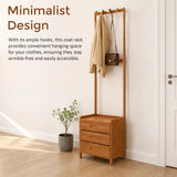42x165cm Dark Wood Wooden Hall Stand Floor Coat Rack with Drawer Modern Minimalist - 45-Degree Angle