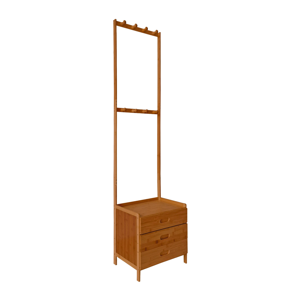 42x165cm Dark Wood Wooden Hall Stand Floor Coat Rack with Drawer Modern Minimalist