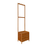 42x165cm Dark Wood Wooden Hall Stand Floor Coat Rack with Drawer Modern Minimalist - Rear View