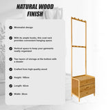 Wooden Hall Stand Floor Coat Rack with Drawer Modern Minimalist Style - Top-Down View