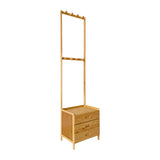 Wooden Hall Stand Floor Coat Rack with Drawer Modern Minimalist Style - Rear View