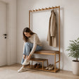 97x168cm Hallway Bench Coat Rack Stand Multifunctional Hall Shelf Entryway