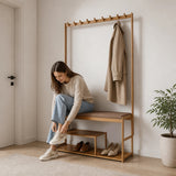 97x168cm Hallway Bench Coat Rack Stand Multifunctional Hall Shelf Entryway