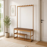 97x168cm Hallway Bench Coat Rack Stand Multifunctional Hall Shelf Entryway