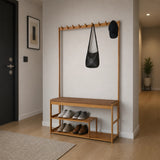 97x168cm Hallway Bench Coat Rack Stand Multifunctional Hall Shelf Entryway - Side View