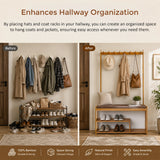 97x168cm Hallway Bench Coat Rack Stand Multifunctional Hall Shelf Entryway