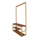 97x168cm Hallway Bench Coat Rack Stand Multifunctional Hall Shelf Entryway - Rear View