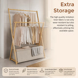 100x155cm Wood Clothes Rail Garment Rack with Freestanding Storage Shelf - 45-Degree Angle