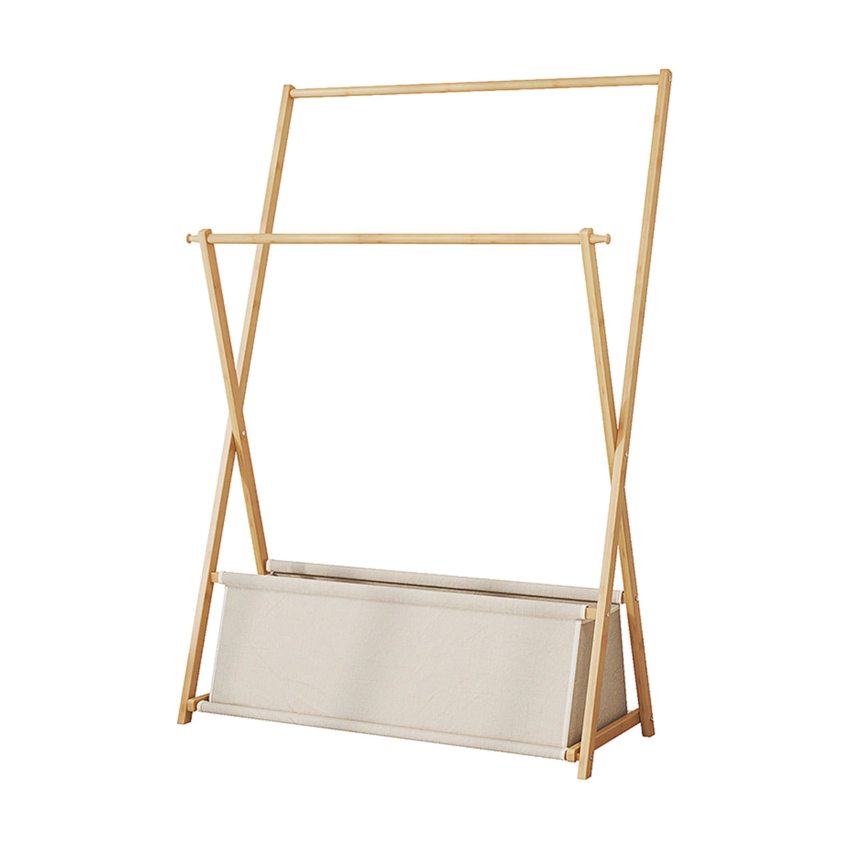 100x155cm Wood Clothes Rail Garment Rack with Freestanding Storage Shelf