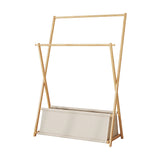 100x155cm Wood Clothes Rail Garment Rack with Freestanding Storage Shelf