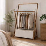100x155cm Dark Wood Clothes Rail Garment Rack with Freestanding Storage Shelf - Side View