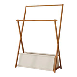 100x155cm Dark Wood Clothes Rail Garment Rack with Freestanding Storage Shelf - Rear View