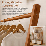 100x155cm Dark Wood Clothes Rail Garment Rack with Freestanding Storage Shelf - Close-Up Angle
