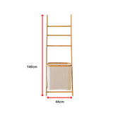Wall Leaning Ladder Shelf with Laundry Basket Clothes Hamper Bath Towel Rack - Extra Image