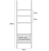 Wall Leaning Ladder Shelf with Laundry Basket Clothes Hamper Bath Towel Rack - Extra Image