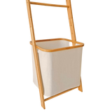 Wall Leaning Ladder Shelf with Laundry Basket Clothes Hamper Bath Towel Rack - 45-Degree Angle