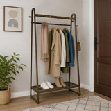 Dark Wood 160x100cm Clothes Rack Slim Stylish Space Saving
