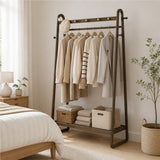 Dark Wood 160x100cm Clothes Rack Slim Stylish Space Saving - Side View