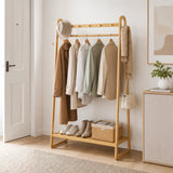 Wood 160x100cm Clothes Rack Slim Stylish Space Saving - Side View