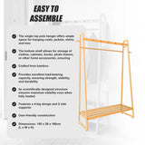 Wood 160x100cm Clothes Rack Slim Stylish Space Saving