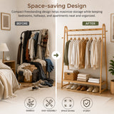 Wood 160x100cm Clothes Rack Slim Stylish Space Saving - 45-Degree Angle