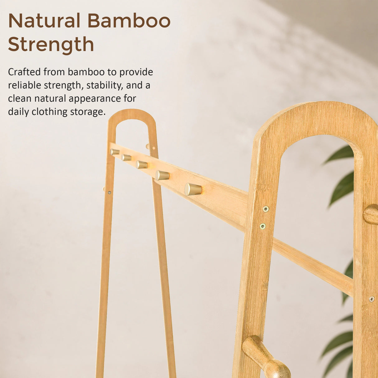Wood 160x100cm Clothes Rack Slim Stylish Space Saving
