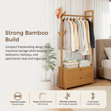 165x70cm Clothes Rack Stand Storage Shelves Modern Coat Tree - 45-Degree Angle